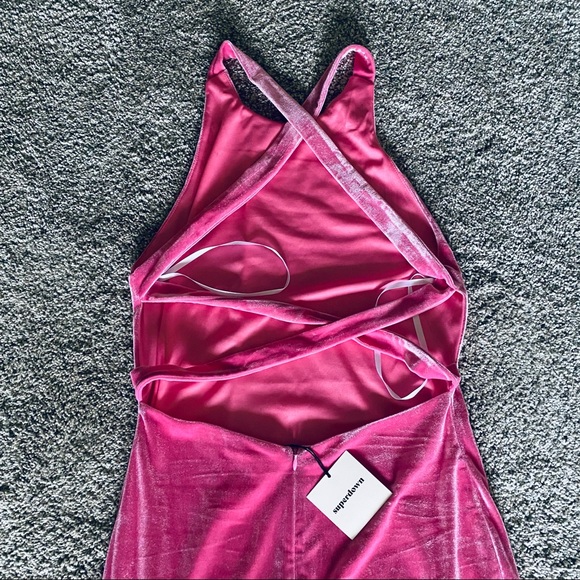 NWT Superdown Arabella hot pink velvet strappy mini dress - Picture 12 of 16